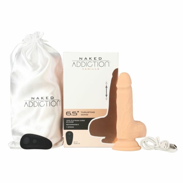 Фалоімітатор-пульсатор Naked Addiction 6.5″ Thrusting Dong With Remote, рухи вперед-назад, пульт ДК - Зображення 7