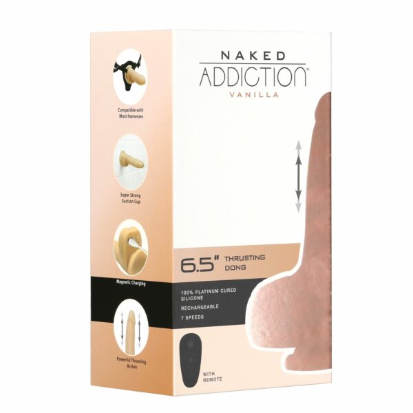 Фалоімітатор-пульсатор Naked Addiction 6.5″ Thrusting Dong With Remote, рухи вперед-назад, пульт ДК - Зображення 8