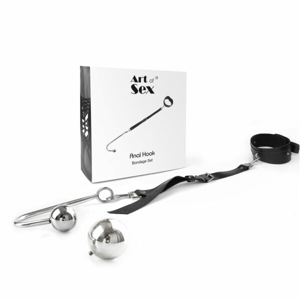Анальний гак 4 із нашийником з натуральної шкіри Art of Sex - Anal hook, Чорний - Зображення 2