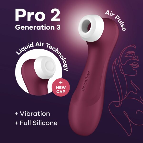 Вакуумний кліторальний стимулятор Satisfyer Pro 2 Generation 3 with Liquid Air Wine Red - Зображення 2