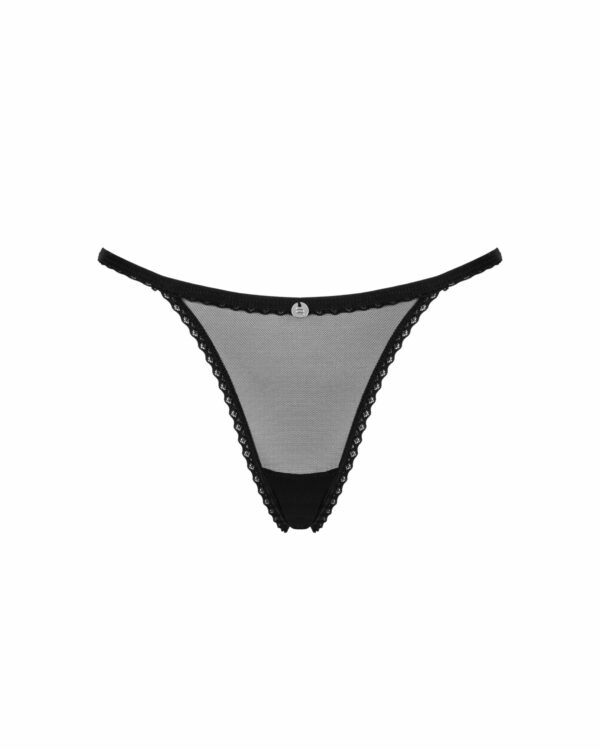 Прозорі стрінги із мереживом Obsessive Celia Noir thong XS/S - Зображення 5