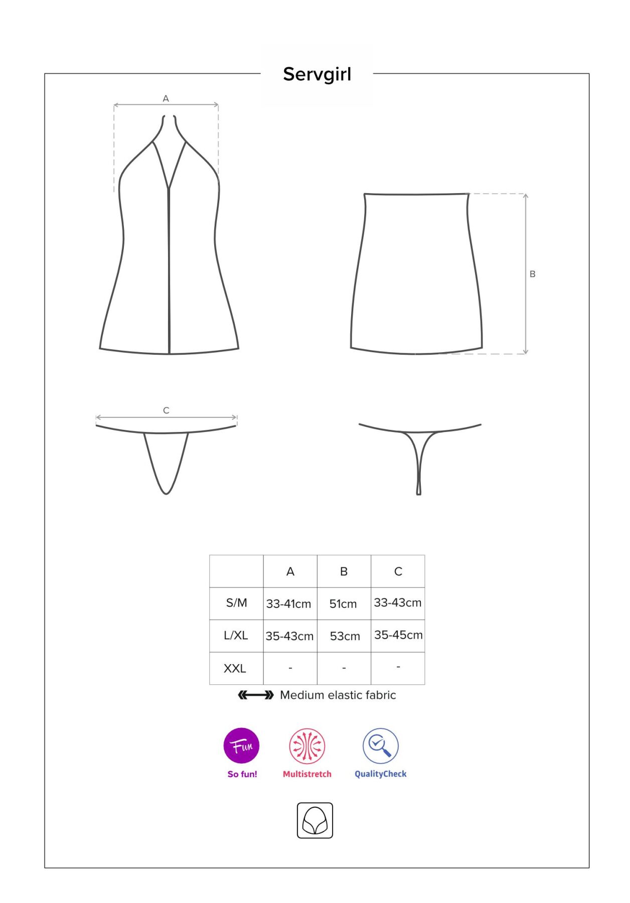 Еротичний костюм покоївки Obsessive Servgirl costume S/M, халат, стрінги, фартух, обруч - Зображення 5