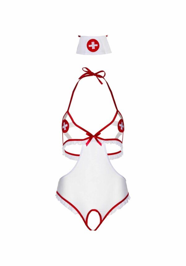 Костюм медсестри Leg Avenue Naughty Nurse, one size, боді та шапочка - Зображення 3