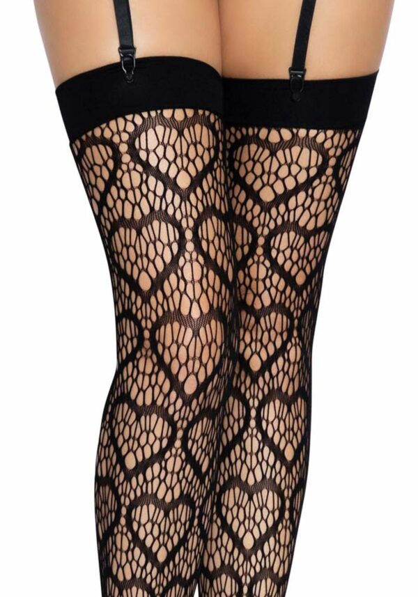 Ажурні панчохи із сердечками Leg Avenue Heart Black, one size - Зображення 5