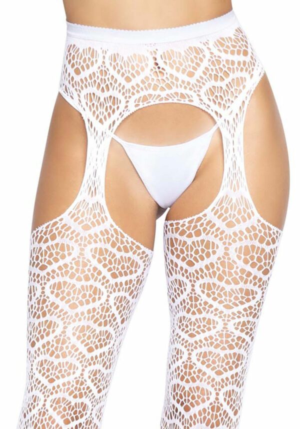 Ажурні колготки із сердечками Leg Avenue Heart White, one size, імітація панчіх - Зображення 6