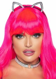 Набір кішечки Leg Avenue Cat ear headband and choker, чокер та вушка, прикрашений стразами