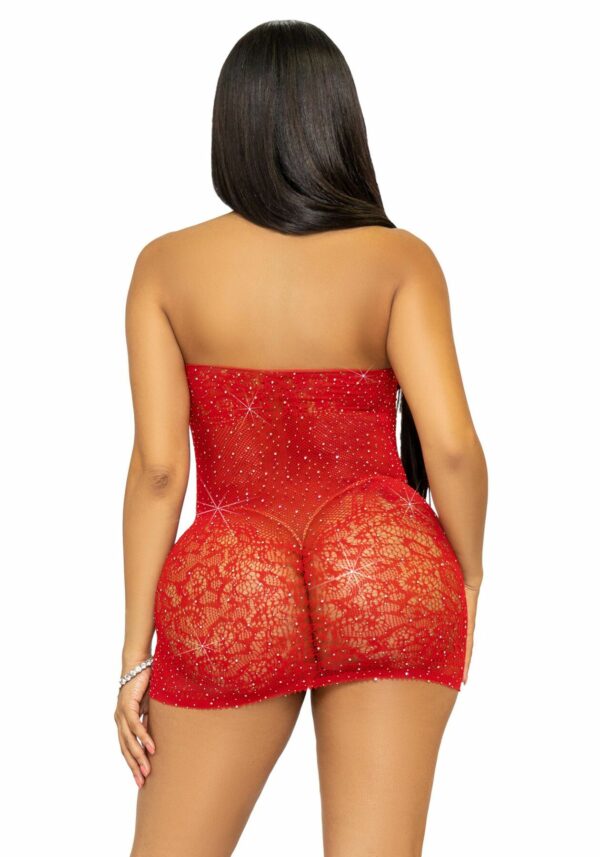 Сукня-сітка зі стразами Leg Avenue Rhinestone halter mini dress Red, відкрита спина, one size - Зображення 2