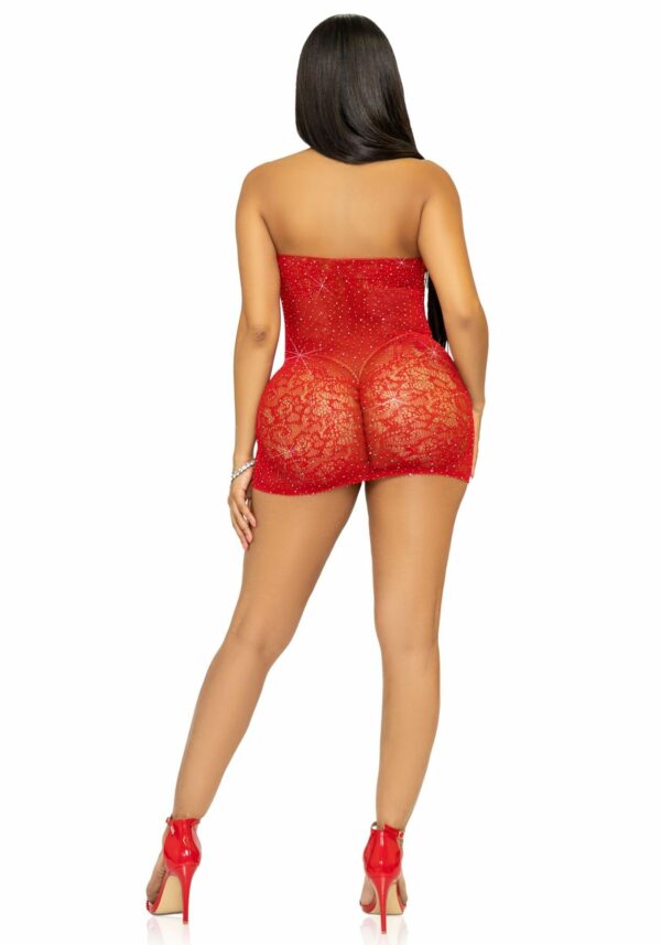 Сукня-сітка зі стразами Leg Avenue Rhinestone halter mini dress Red, відкрита спина, one size - Зображення 7