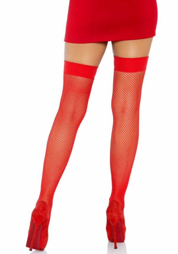 Панчохи-сітка з атласним бантиком Leg Avenue Fishnet Thigh Highs With Bow Red, one size - Зображення 2