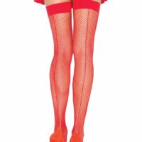 Панчохи-сітка зі швом Leg Avenue Backseam Thigh Highs Red, one size