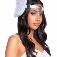 Пов’язка на голову з крилами Leg Avenue Feather headband White, пір’я та натуральна шкіра