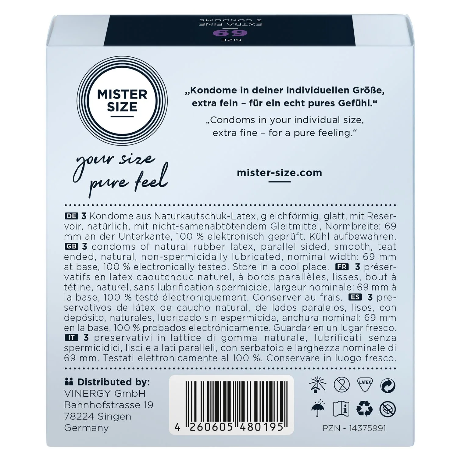 Розпродаж!!! Презервативи Mister Size - pure feel - 69 (3 condoms) (термін 04.2026) - Зображення 3