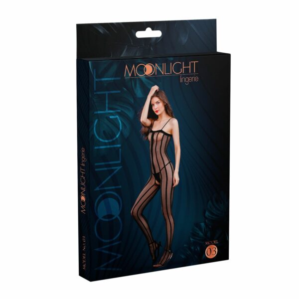 Прозорий бодістокінг Moonlight Model 03 XS-L Black, з доступом - Зображення 3