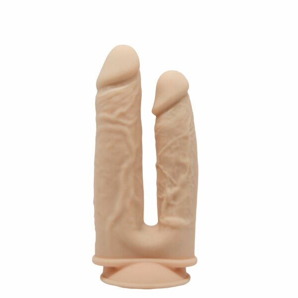 Подвійний фалоімітатор з вібрацією SilexD Double Gusto Vibro Flesh (Model 1 size 8" & 7") + LRS, діа - Зображення 2