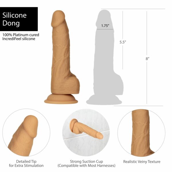 Фалоімітатор ADDICTION Dual Density Silicone Dildo Caramel 8″, присоска, діаметр 4,3 см, віброкуля в - Зображення 7