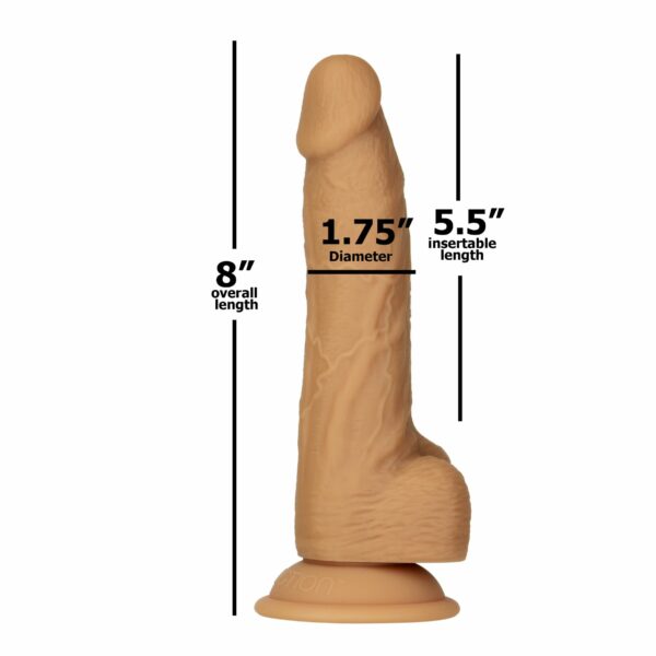 Фалоімітатор ADDICTION Dual Density Silicone Dildo Caramel 8″, присоска, діаметр 4,3 см, віброкуля в - Зображення 4