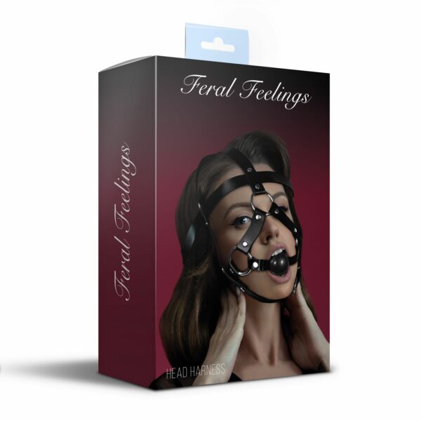 Маска-збруя з кляпом Feral Feelings Head Harness, шкіра - Зображення 2
