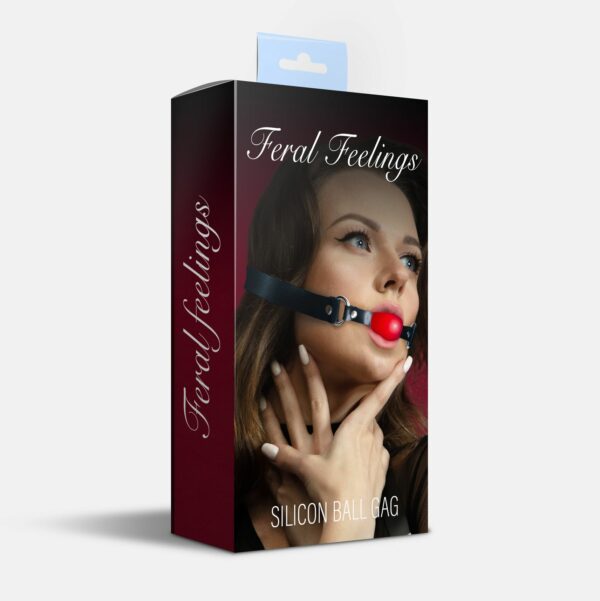 Кляп силіконовий Feral Feelings Silicon Ball Gag Black/Red, чорний ремінець, червона кулька - Зображення 2