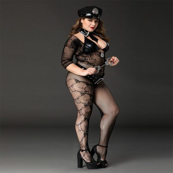 Костюм поліціянтки JSY «Фрау Марта» Plus Size Black, ремінь, кепка, наручники, краватка - Зображення 2