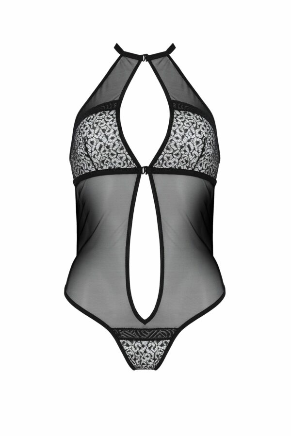 Сітчасте боді з мереживом на грудях Passion SATARA BODY S/M black - Зображення 3
