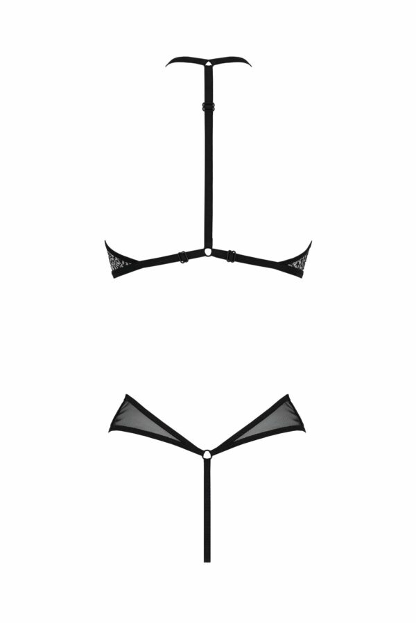 Сітчасте боді з мереживом на грудях Passion SATARA BODY S/M black - Зображення 4