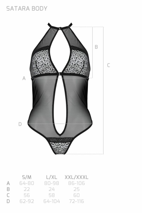 Сітчасте боді з мереживом на грудях Passion SATARA BODY L/XL red - Зображення 7