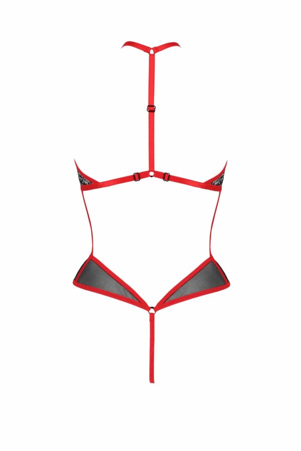 Сітчасте боді з мереживом на грудях Passion SATARA BODY L/XL red - Зображення 4