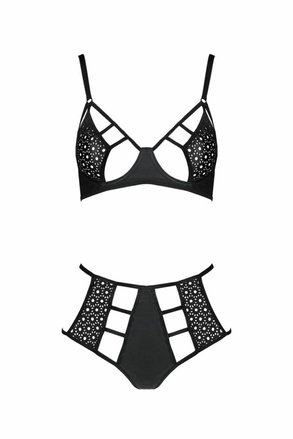 Комплект білизни Passion TASMINA SET L/XL black, ліф, високі трусики з корсетом ззаду - Зображення 3