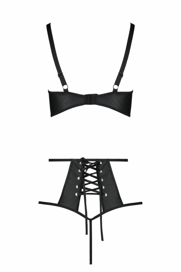 Комплект білизни Passion TASMINA SET L/XL black, ліф, високі трусики з корсетом ззаду - Зображення 4