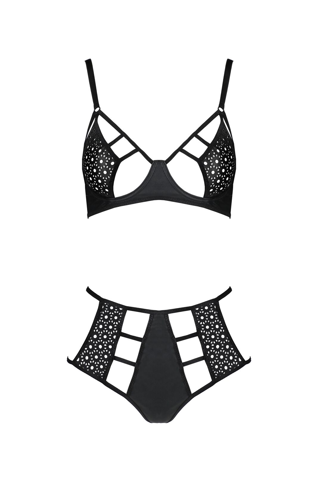 Комплект білизни Passion TASMINA SET S/M black, ліф, високі трусики з корсетом ззаду - Зображення 3