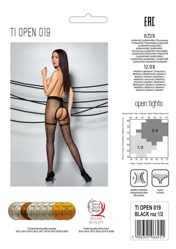 Колготки з відкритим доступом, імітація панчіх Passion TIOPEN 019 black 1/2 (20 den) - Зображення 6