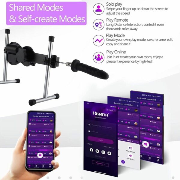 Смарт секс-машина Hismith AK-09 Sex Machine APP з фалоімітатором, бездротовий пульт ДК - Зображення 4