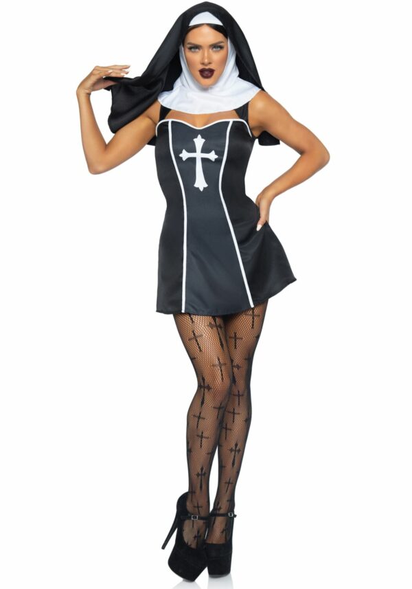 Костюм черниці Leg Avenue Naughty Nun XS, сукня, головний убір - Зображення 4