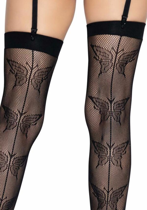 Панчохи-сітка зі швом ззаду Leg Avenue Butterfly back seam this highs One size Black - Зображення 4