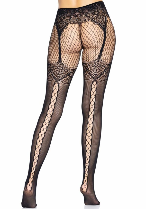 Колготки Leg Avenue Fishnet tights with back seam One size Black, задній шов, мереживо, сітка - Зображення 2