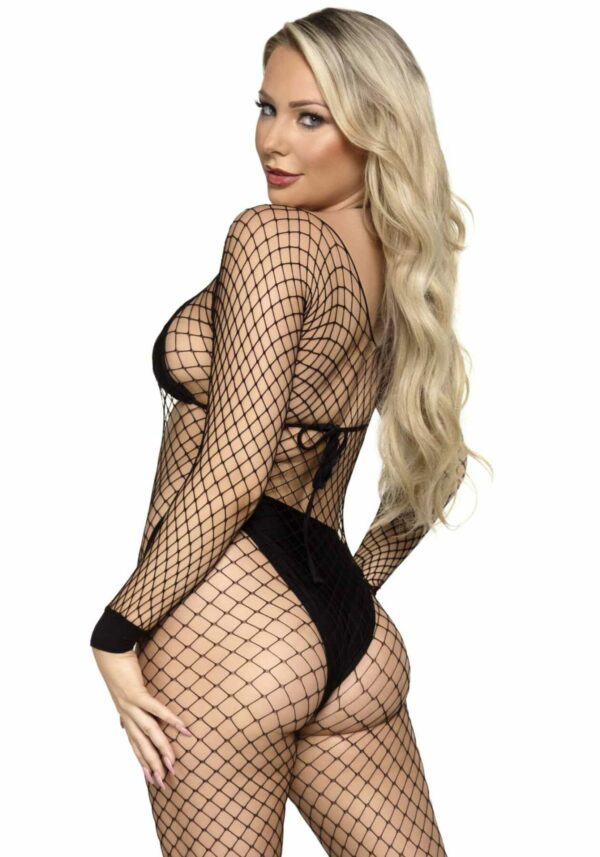 Бодістокінг у велику сітку Leg Avenue Long Sleeved Bodystocking One size Black, довгий рукав - Зображення 2