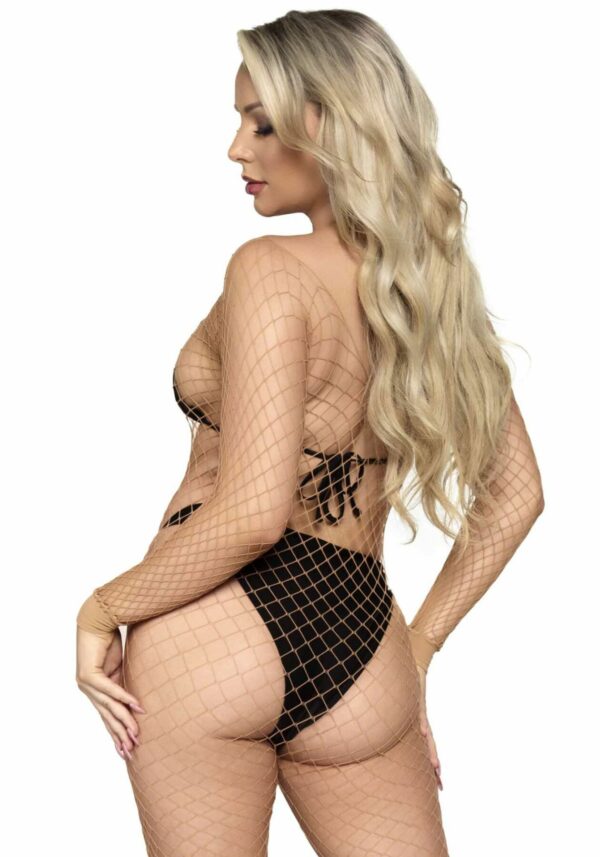 Бодістокінг у велику сітку Leg Avenue Long Sleeved Bodystocking One size Nude, довгий рукав - Зображення 2