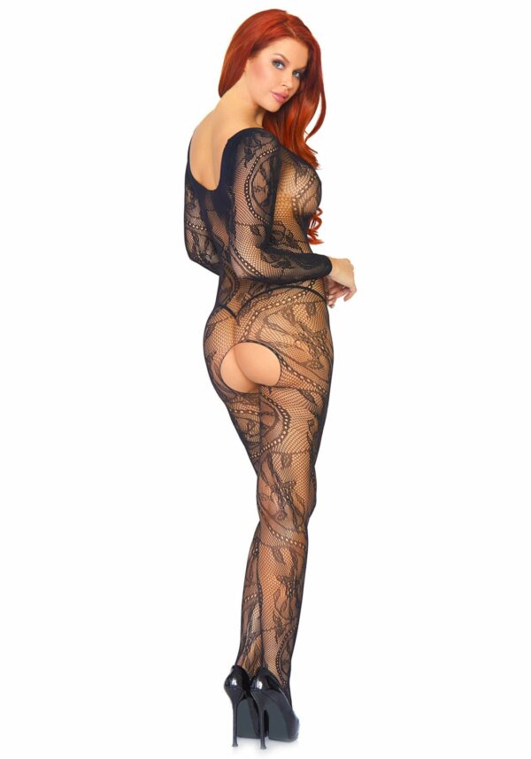 Бодістокінг Leg Avenue Swirl Lace Bodystocking One size Black, ажурна тканина, доступ - Зображення 2