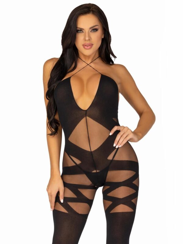 Бодістокінг Leg Avenue Illusion halter bodystocking One size Black, доступ - Зображення 4