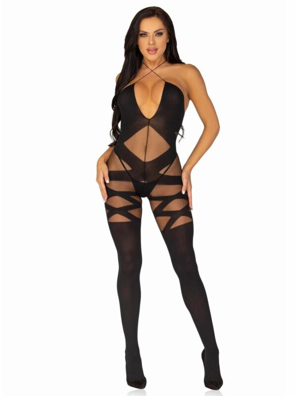 Бодістокінг Leg Avenue Illusion halter bodystocking One size Black, доступ - Зображення 5