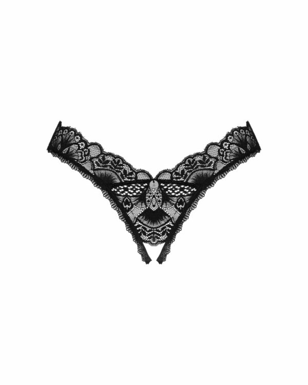 Мереживні стрінги Obsessive Donna Dream crotchless thong M/L Black, відкритий доступ - Зображення 3