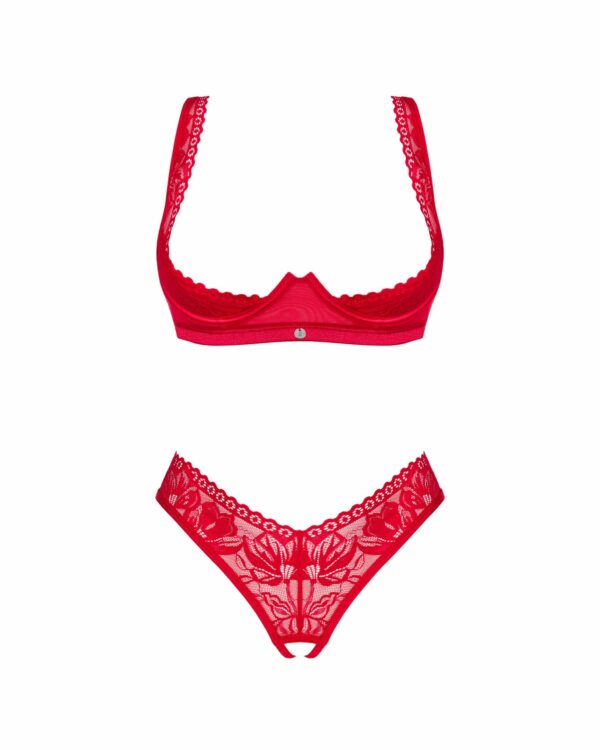 Комплект білизни Obsessive Lacelove cupless 2-pcs set M/L Red, відкритий доступ, відкриті груди - Зображення 3