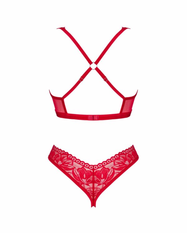 Комплект білизни Obsessive Lacelove cupless 2-pcs set M/L Red, відкритий доступ, відкриті груди - Зображення 4