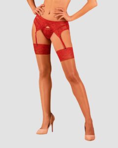 Панчохи під пояс із широким мереживом Obsessive Lacelove stockings XS/S