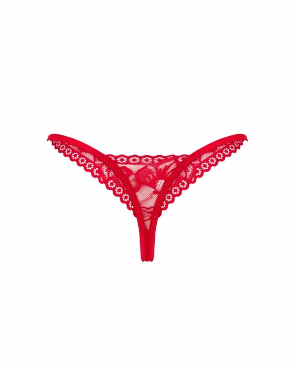 Мереживні стрінги Obsessive Lacelove thong M/L Red, низька посадка - Зображення 4