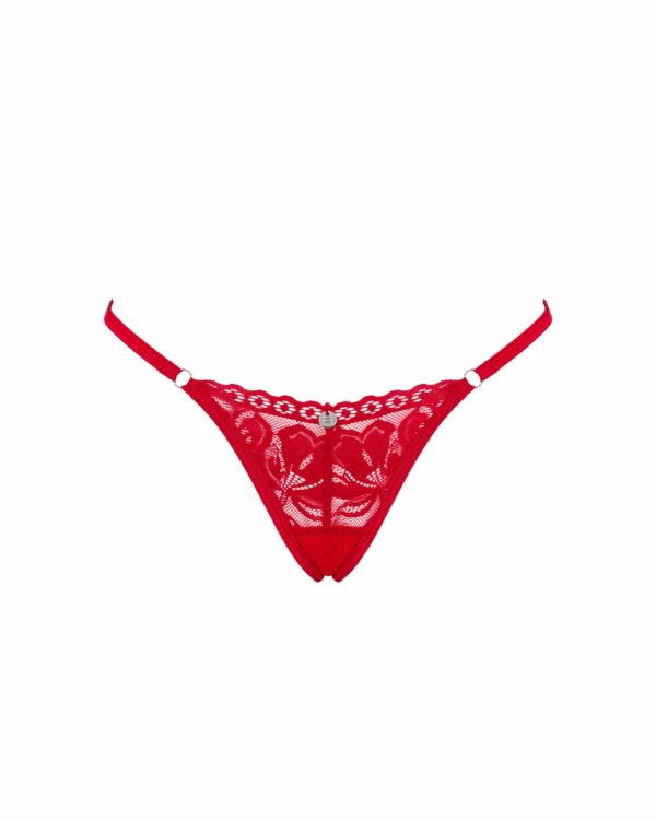 Мереживні стрінги Obsessive Lacelove thong M/L Red, низька посадка - Зображення 3