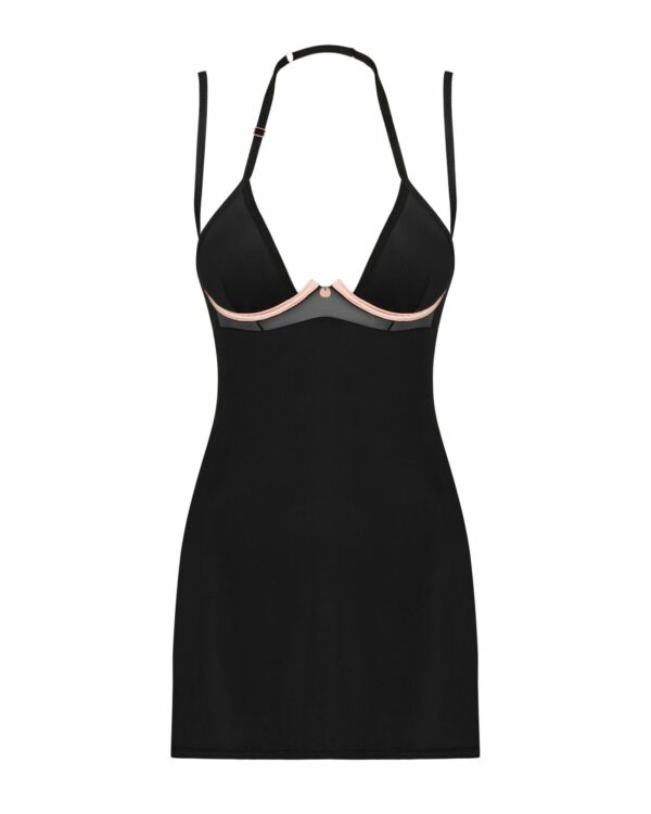 Сорочка Obsessive Selinne chemise & thong M/L Black, стрінги, подвійні бретелі - Зображення 3