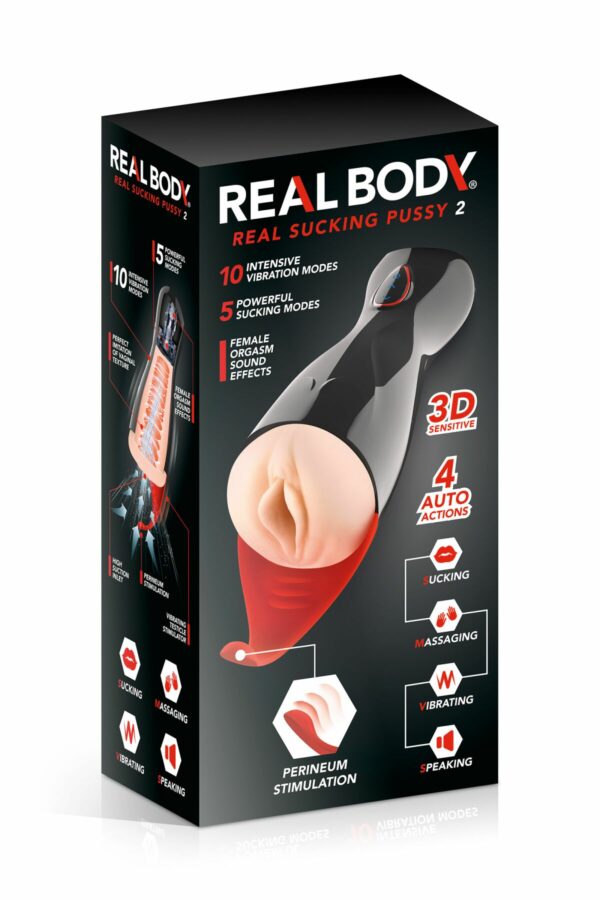 Преміум-вібромастурбатор Real Body - Real Sucking Pussy 2, всмоктування, звук, стимуляція промежини - Зображення 6