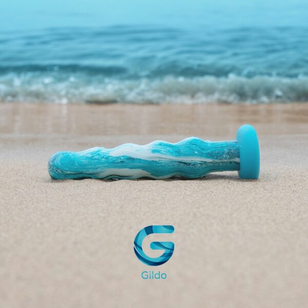 Скляний дилдо Gildo Ocean Flow, великі намистини, силіконова основа - Зображення 7