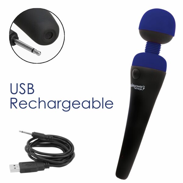 Вібромасажер PalmPower Recharge Blue, перезаряджуваний, гнучка головка, тревел-замок - Зображення 5
